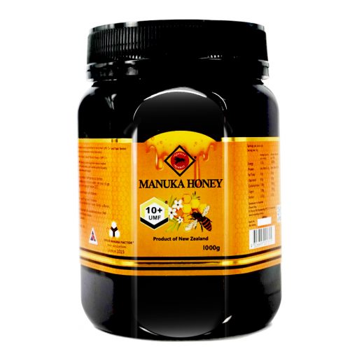 organicer manuka honey 10 plus 1000 gram bottle front side
